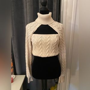 Zara two piece top white sweater crop outfit M/L used